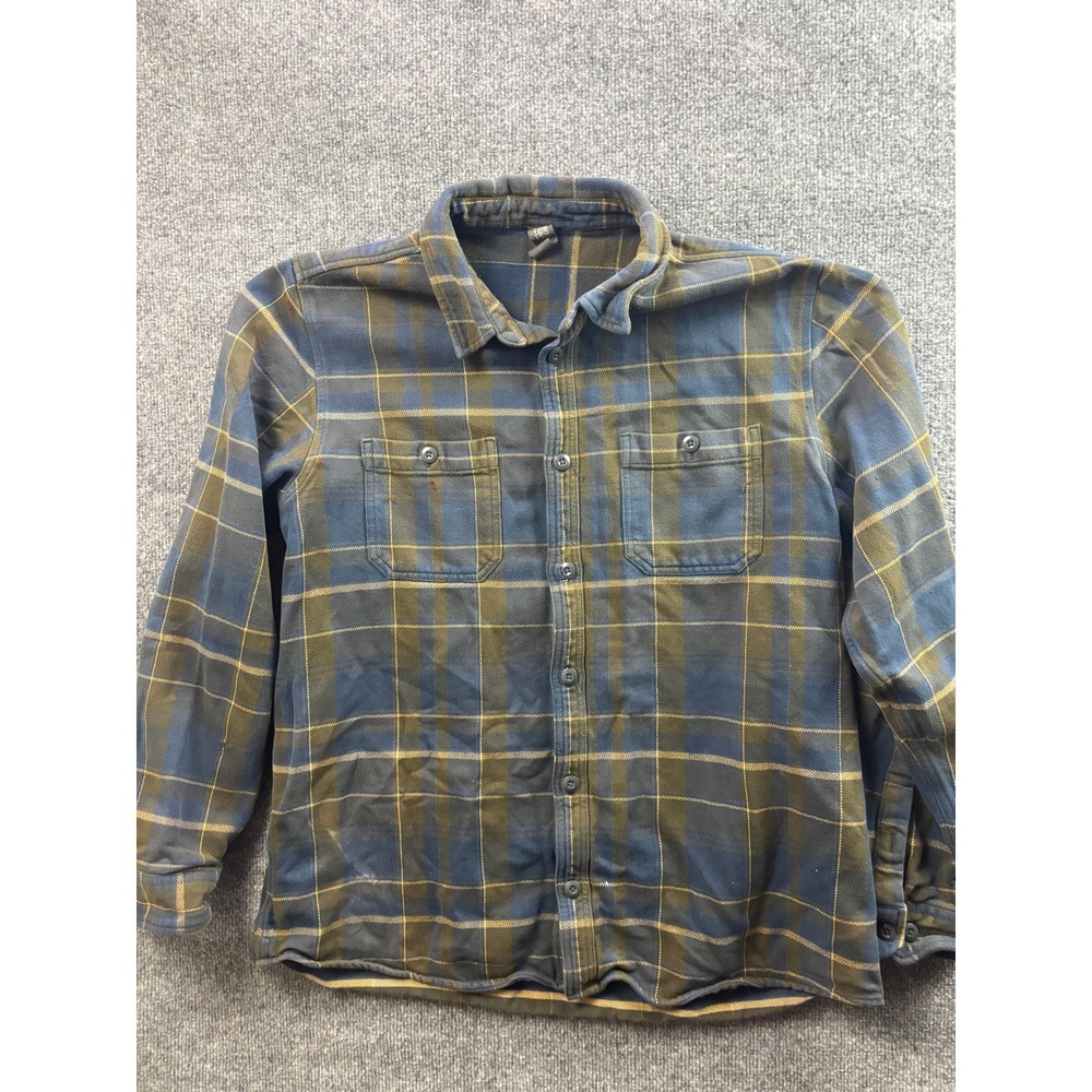 Mountain Hardwear Flannel Shirt Mens XL Blue Plaid Organic Cotton OM9113